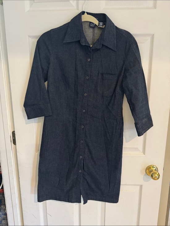 GAP Dresses & Skirts - GAP Dark Navy Denim Button-Down Shirt Dress